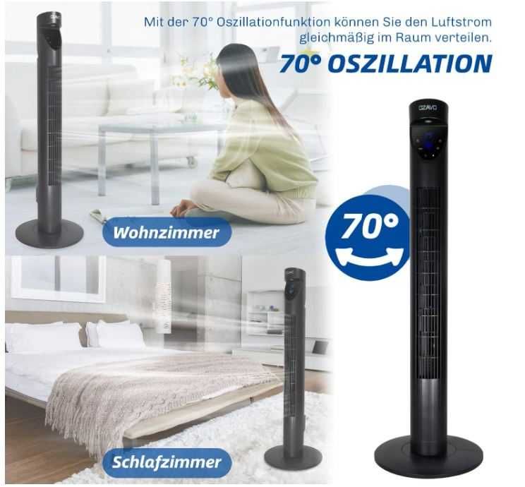 Wentylator kolumnowy obrotowy OZAVO 97.5cm 50W sterowanie pilotem