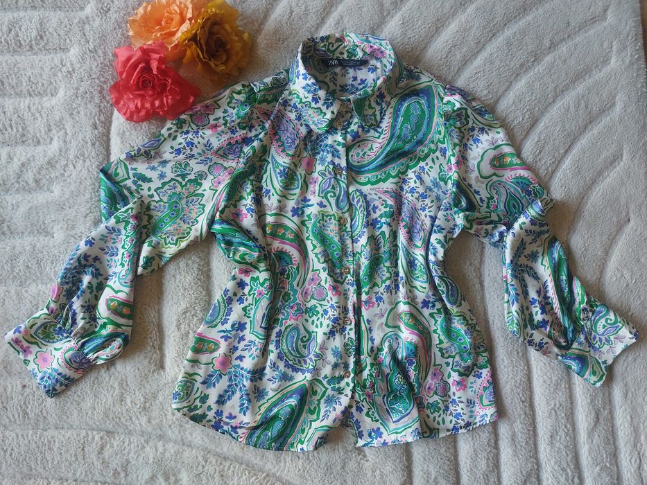 ZARA – kolorowa bluzka paisley, rozmiar L – nowa bez metki!