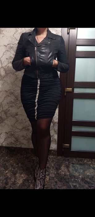 Натуральна шкіряна кожана куртка косуха