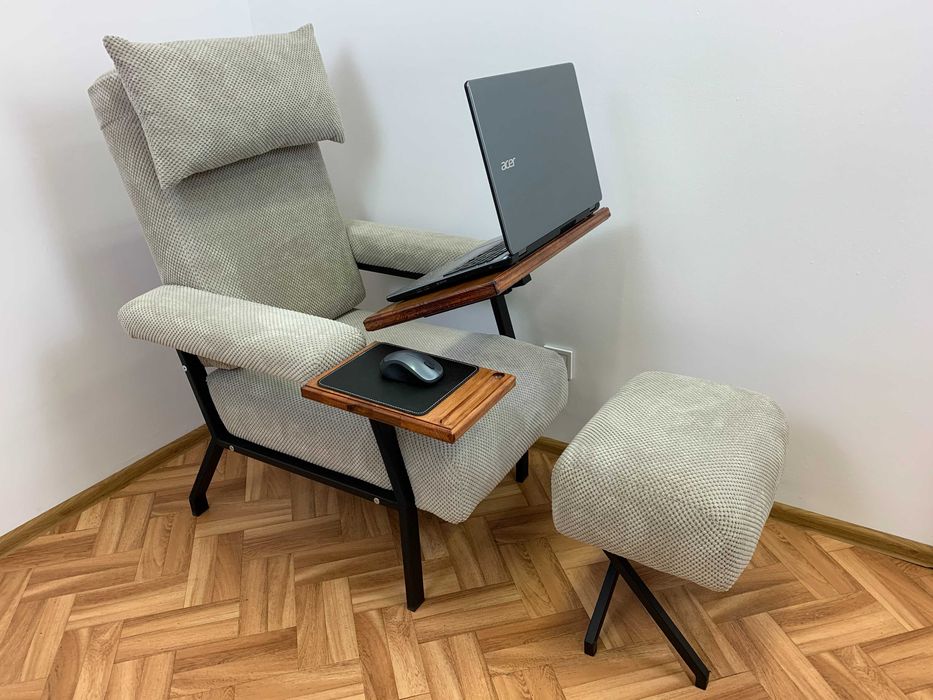 Fotel komputerowy z pufą balkonowy salonowy pokojowy