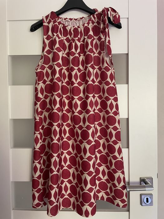 Sukienka letnia kremowo-bordowa