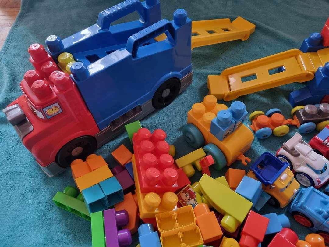 Duzy zestaw klocki mega bloks  stolik duze auto tory klocki samochody