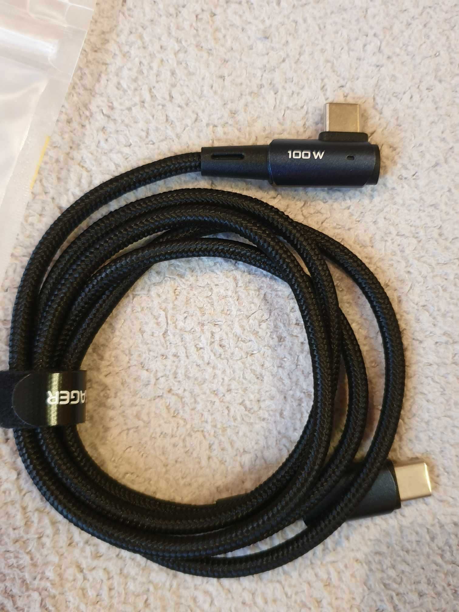 Kabel 1m USB-C do USB-C - Przewód z Oplotem Essager 100W Niebieskie Wt