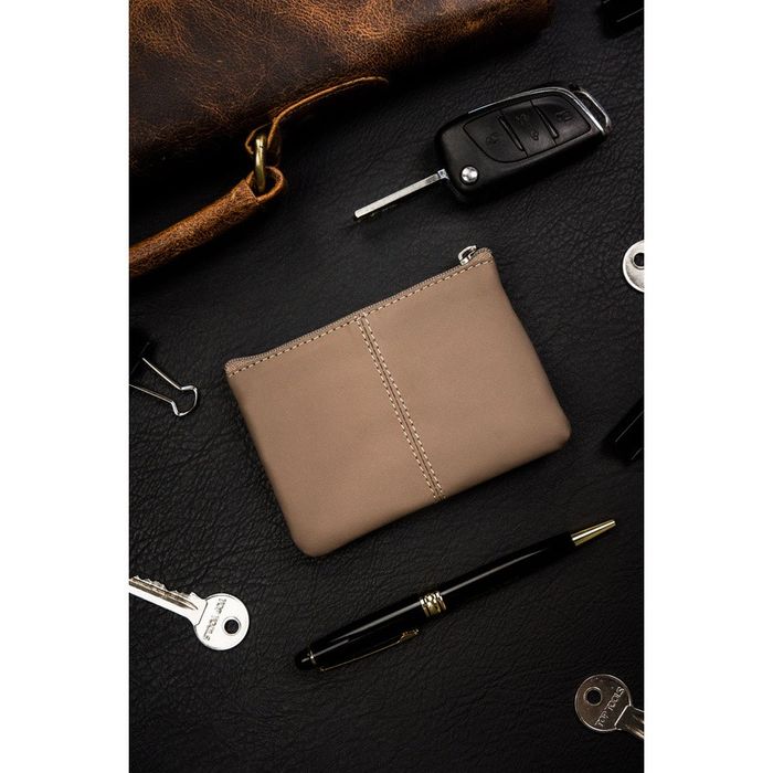 beżowe etui na klucze ze skóry naturalnej