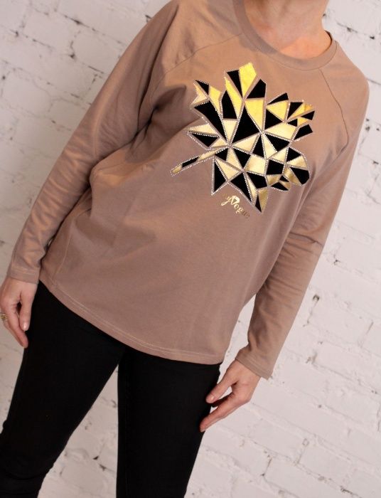 Bluzka LIŚĆ piękne dżety od My Vouge r.S/M/L BEŻ
