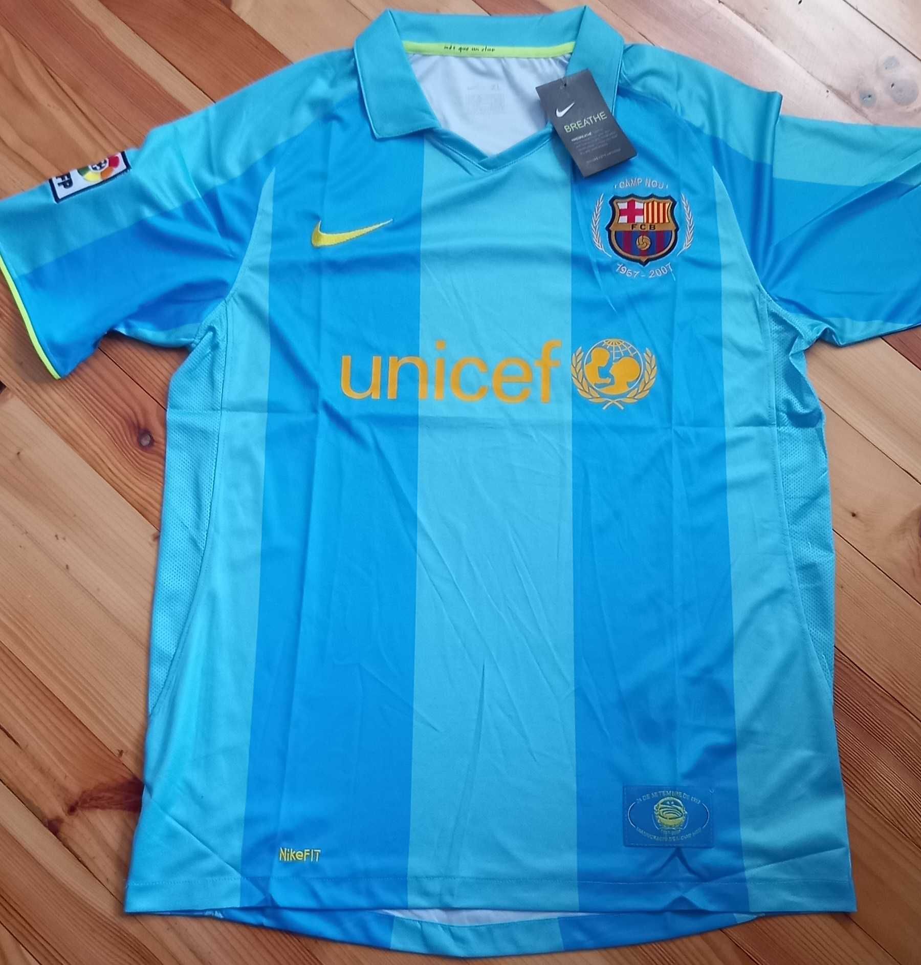 Koszulka FC Barcelona, model retro, 2007/08, Nike, nowa, błękitna