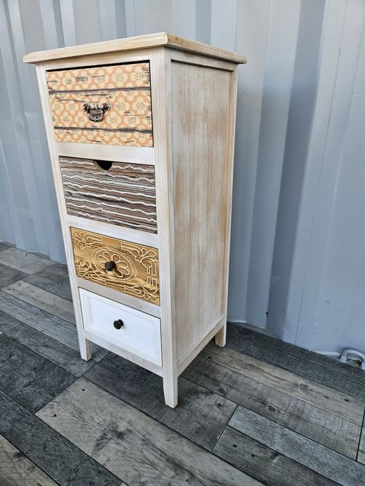 Przecierany słupek cztery kolorowe szuflady