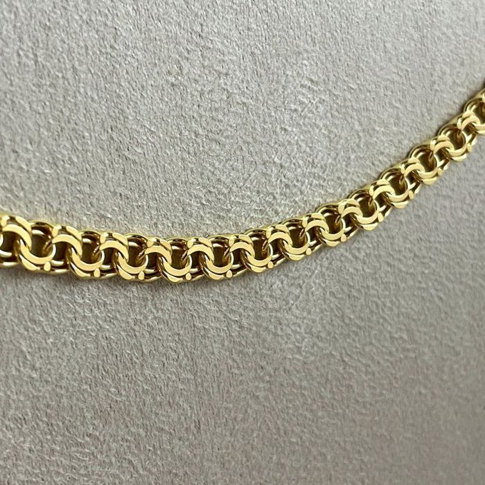 Złoty Łańcuszek Męski Garibaldi 55 cm 7,5 mm Gruby Łańcuch 925/585 Zło