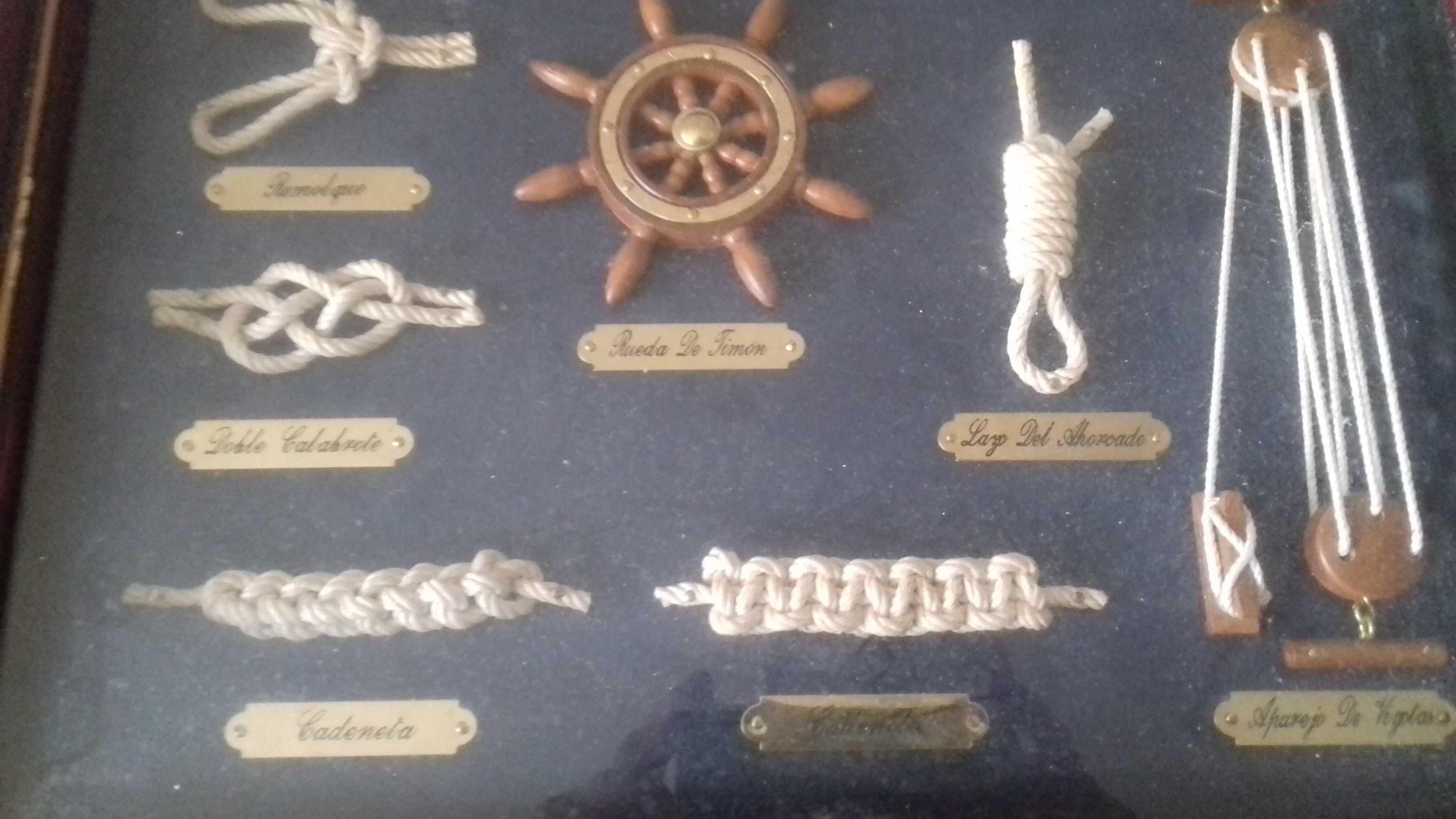 Quadros de Nós de marinheiro com o nome por baixo de cada nó