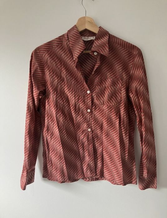 Vintage retro koszula bawełniana w pasy M