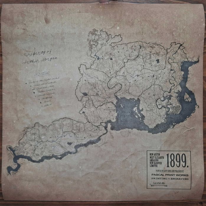 Red Dead Redemption 2 - mapa Arthura Morgana