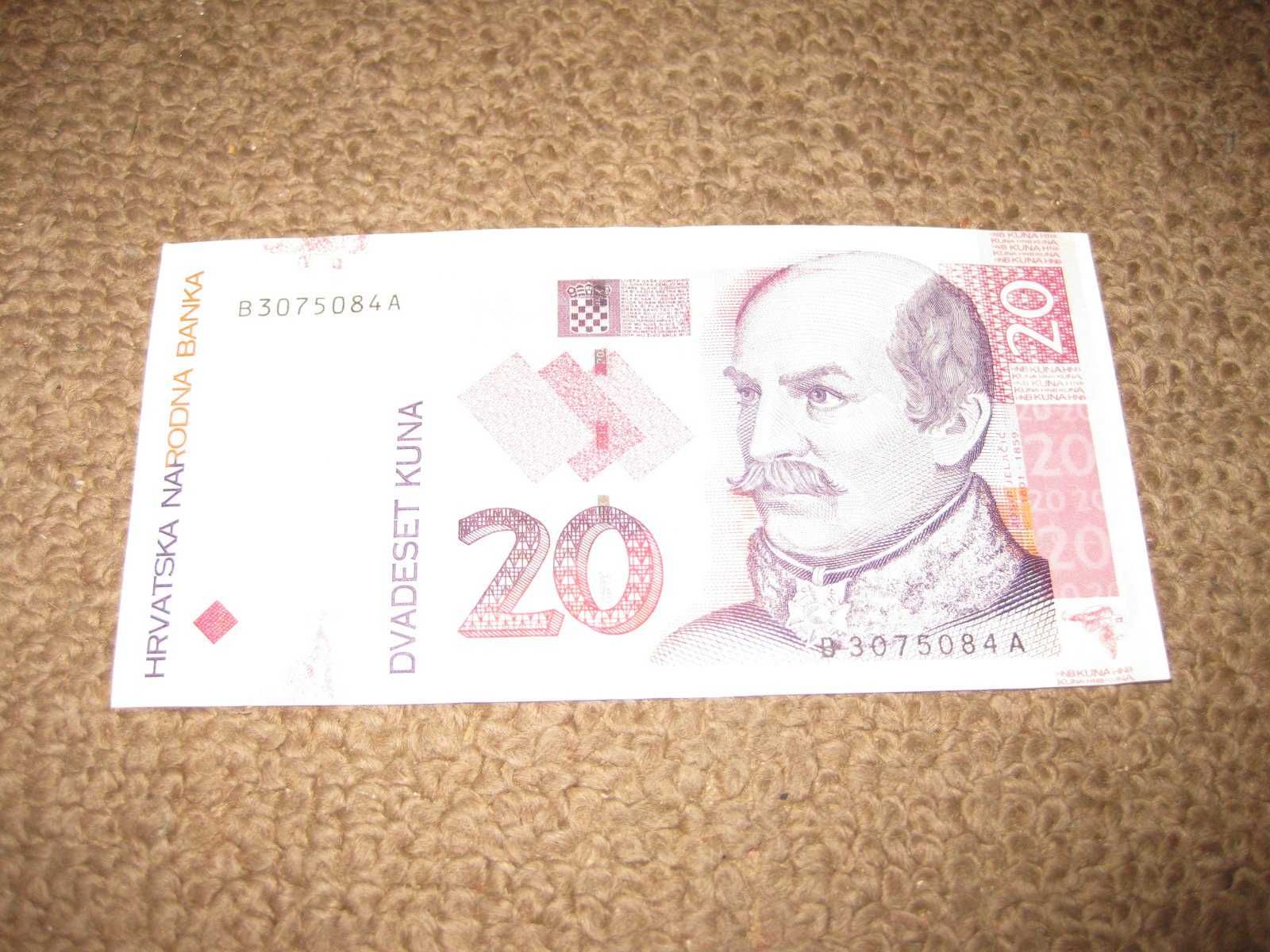 Nota da Croácia "20 Kuna" Bela!