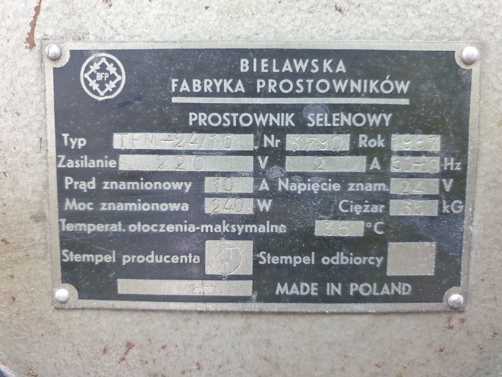 Polski prostownik selenowy 24V zabytek 1967r Sprawny BIELAWSKA FABRYKA