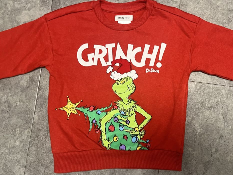 Czerwona bluza Grinch Sinsay rozmiar 104