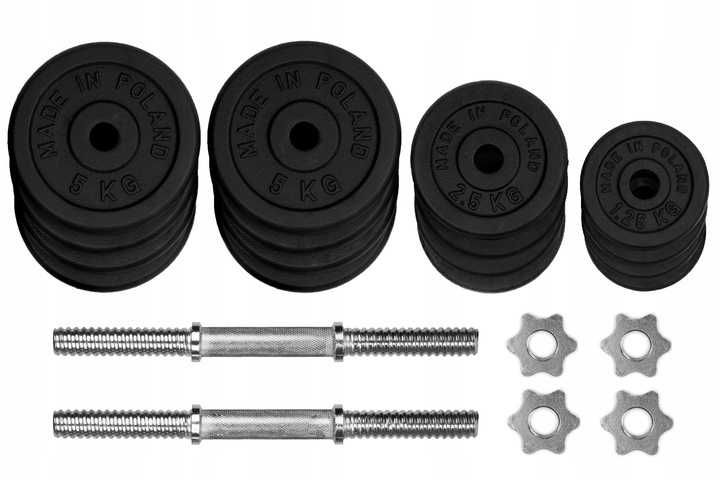 HANTLE ŻELIWNE 2x30 kg gryf Talerze zestaw 60kg