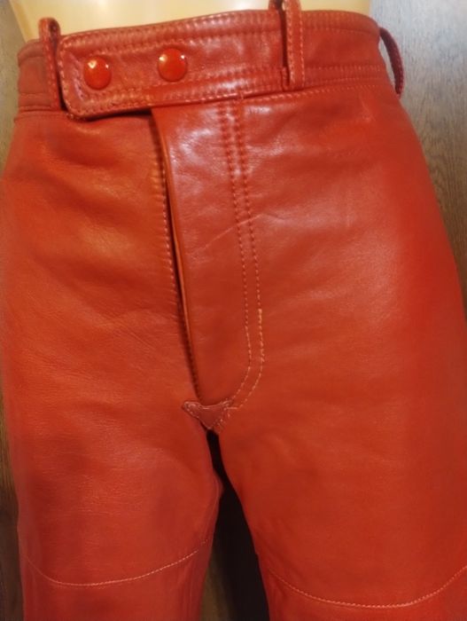 Spodnie damskie skórzane real lether gruba skóra wysoki stan