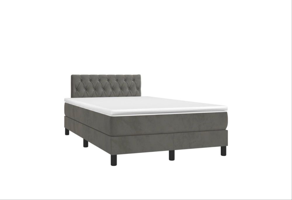 Cama com colchao 120x200cm veludo cinzento escuro