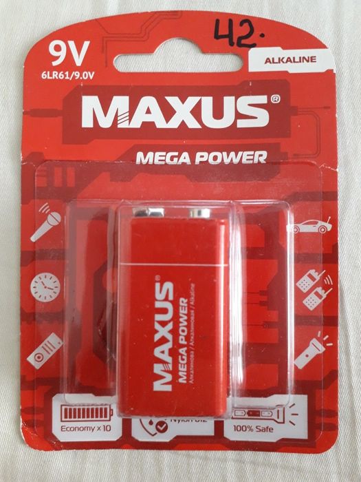 Батарейка крона Maxus 9V  6LR61 максус алкалиновая НоВаЯ