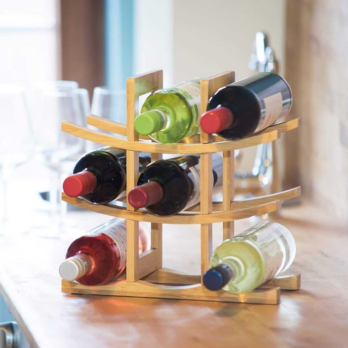 Bambusowy STOJAK na wino na 9 butelek RELAXDAYS półka naturalna h011