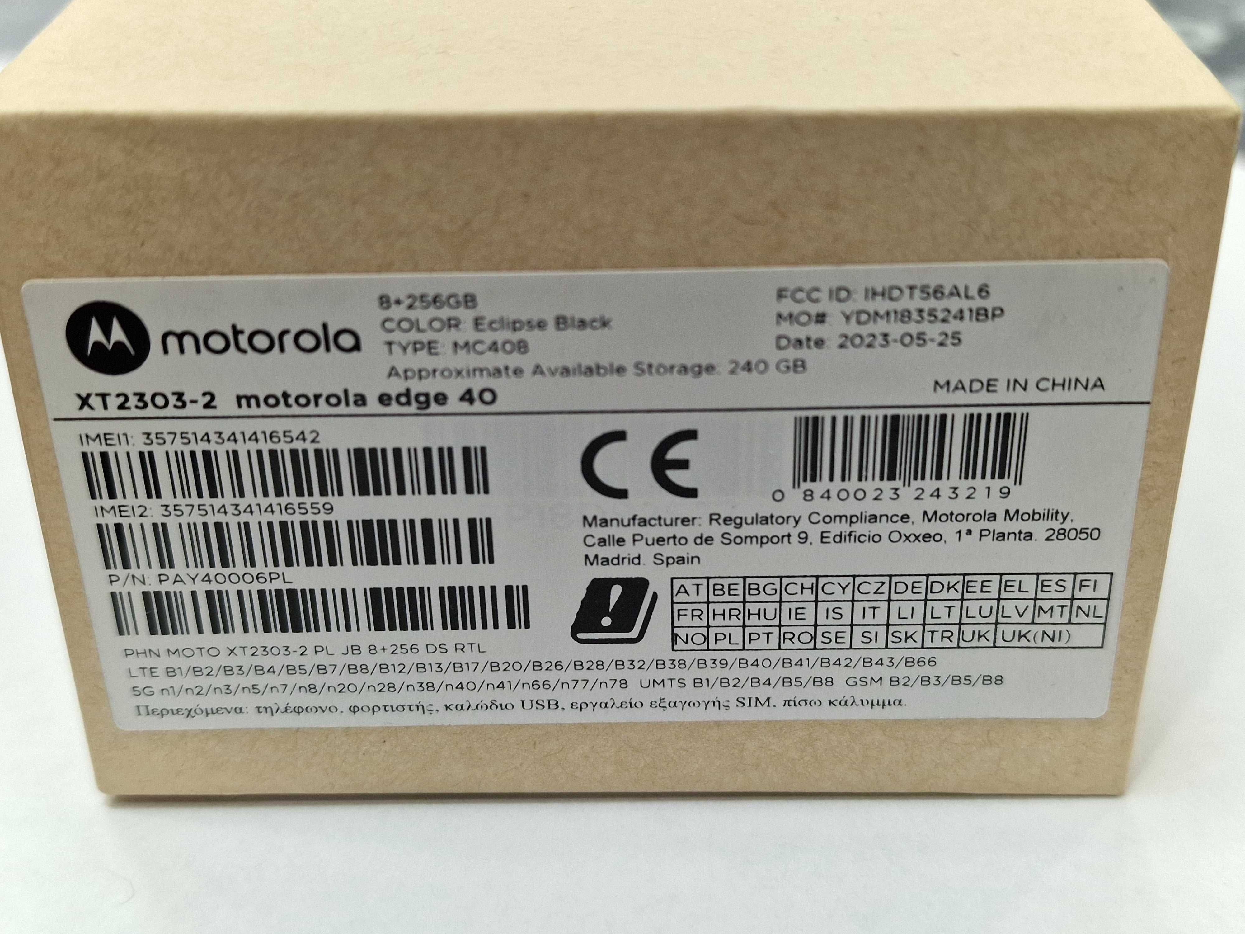 Motorola Edge 40 5G Dual SIM/ 8GB/ 256GB/ Lunar Blue/ PLOMBA