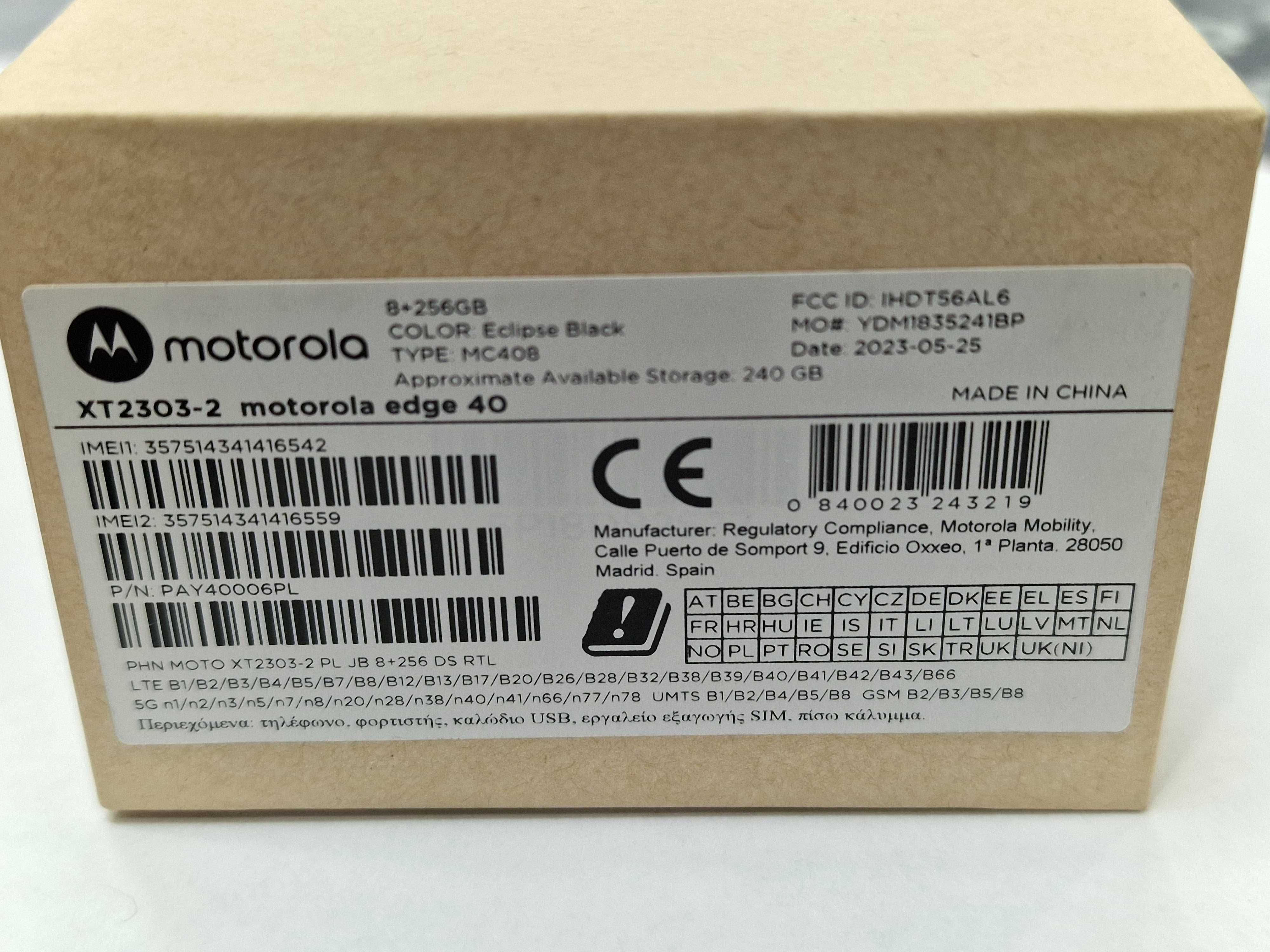 Motorola Edge 40 5G Dual SIM/ 8GB/ 256GB/ 2 kolory/ z Media Markt