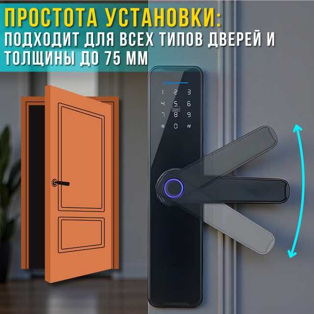 Дверний сенсорний замок з відбитком пальця,розумний смарт замок