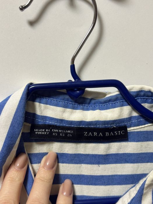 Сорочка Zara синя у білу смужку