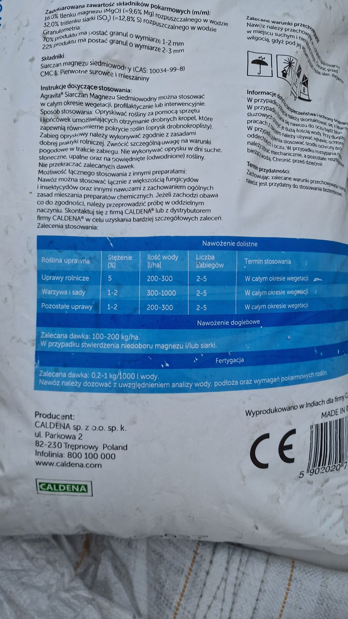 Siarczan magnezu (Mg,S) siedmiowodny worek 25kg Agravita Złotniki
