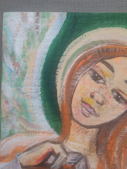 Anioł Opiekuńczy obraz ręcznie malowany na drewnie