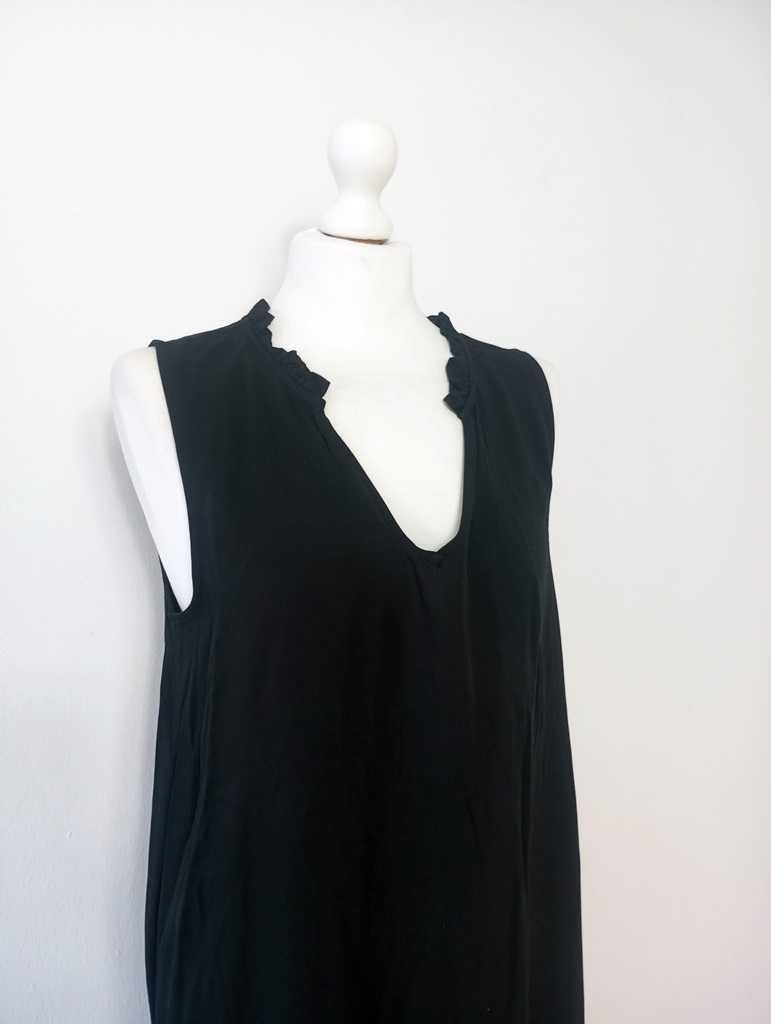 Camaieu czarna prosta luźna sukienka falbanki