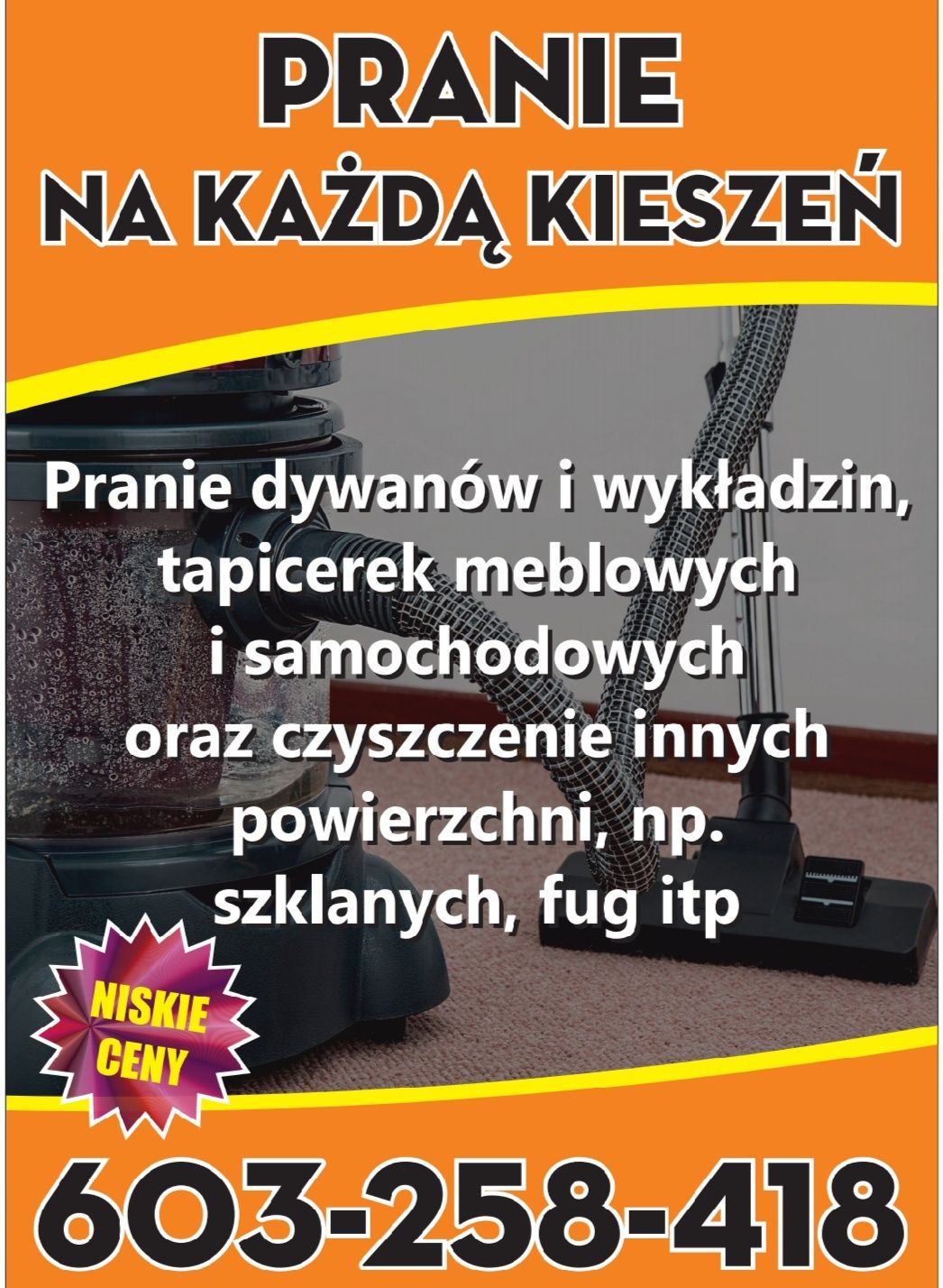 Tanio, Pranie dywanów i tapicerki