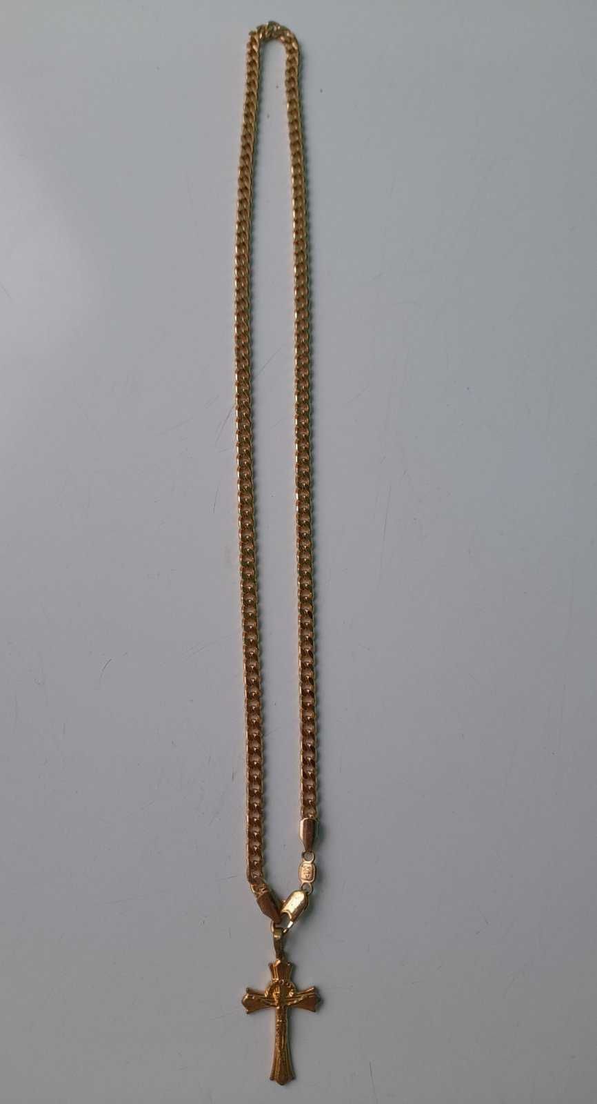 Ювелирная бижутерия Хuping цепочка +крестик длина 54 см мед  золото