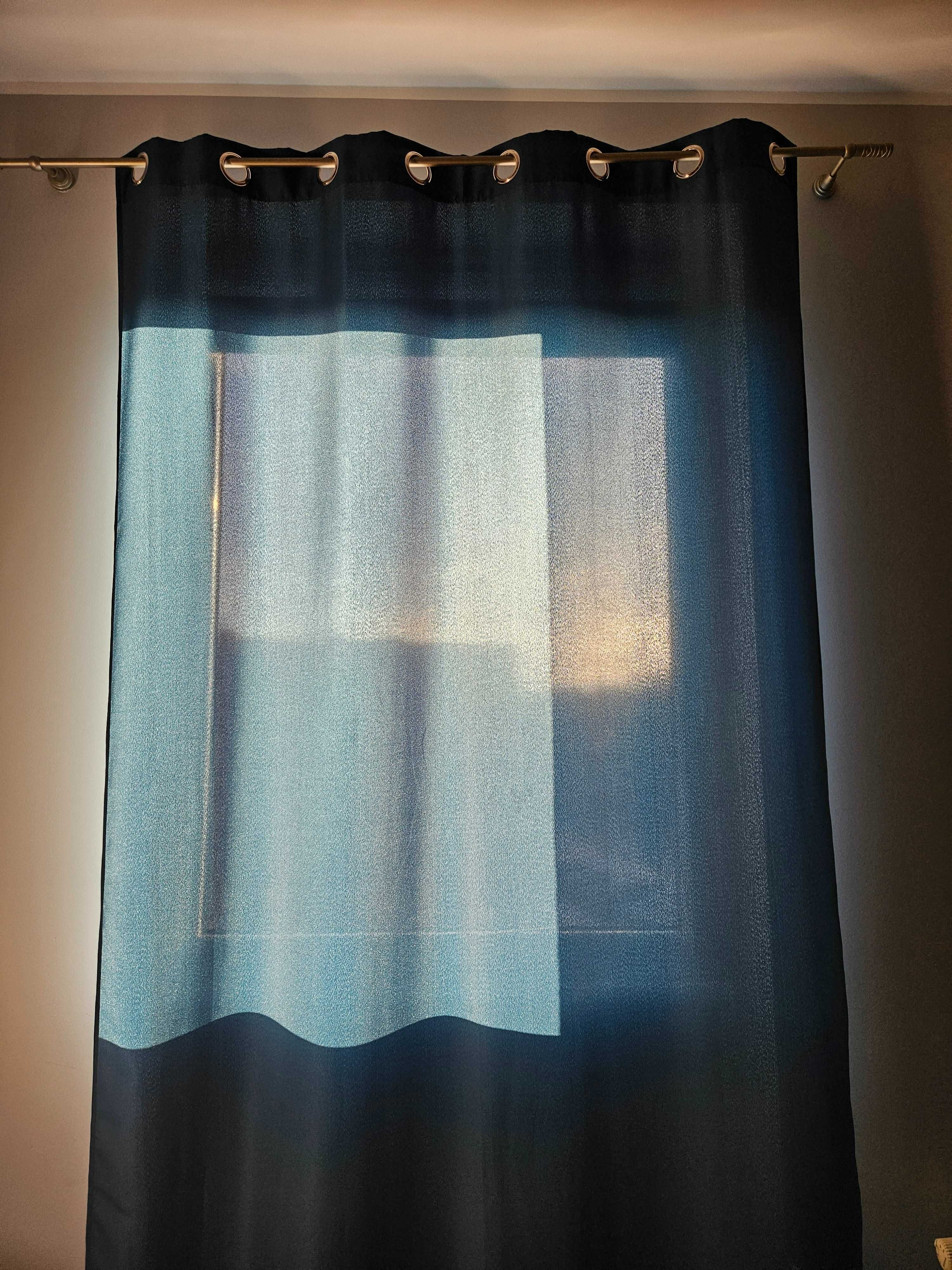 Zasłona 2 sztuki na okno szmaragd morskie 140 x 250 cm przelotki