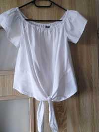 Biała elegancka damska bluzka z krótkim rękawem w rozmiarze 36 S