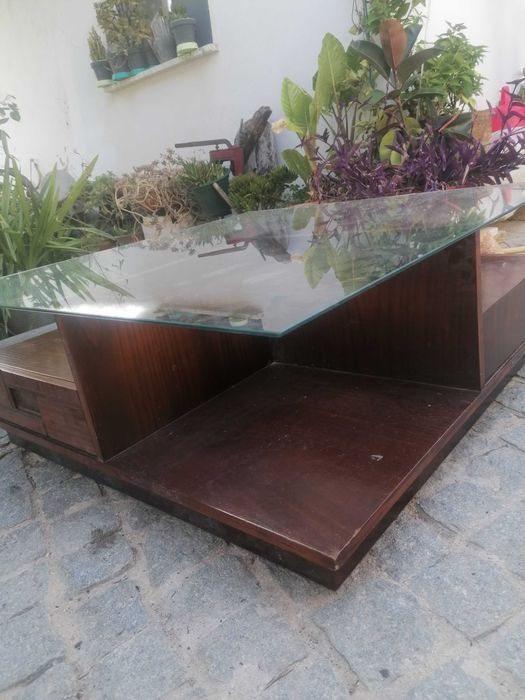 Mesa de centro, tampo de vidro