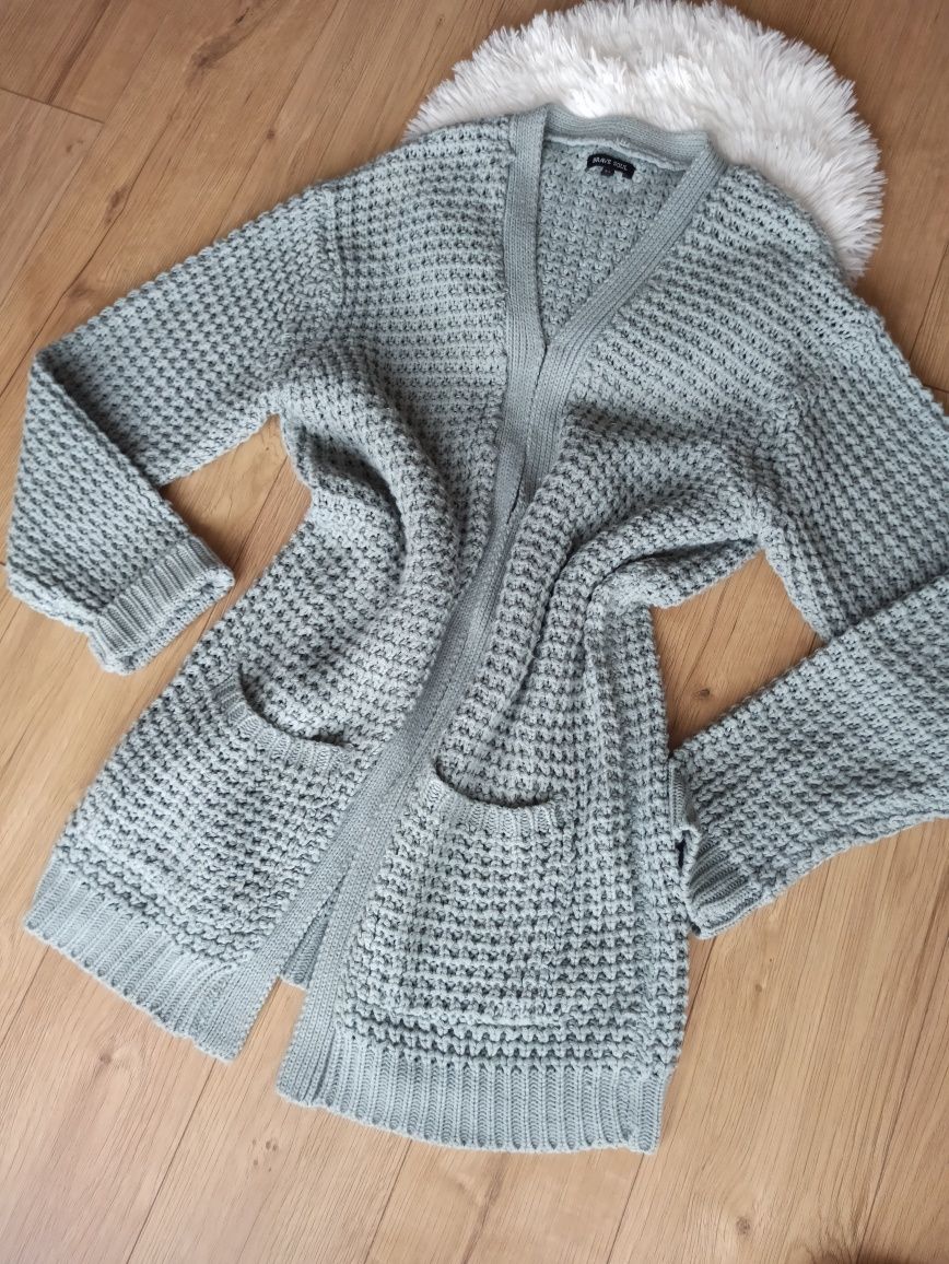 Sweter kardigan luźny kieszenie szary Brave Soul 5XL/50 cos długi