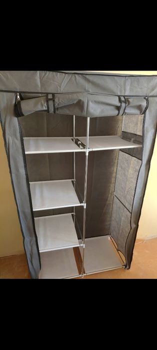 Składana szafa tekstylna XXL 170x90x45 cm organizer ubrania szary