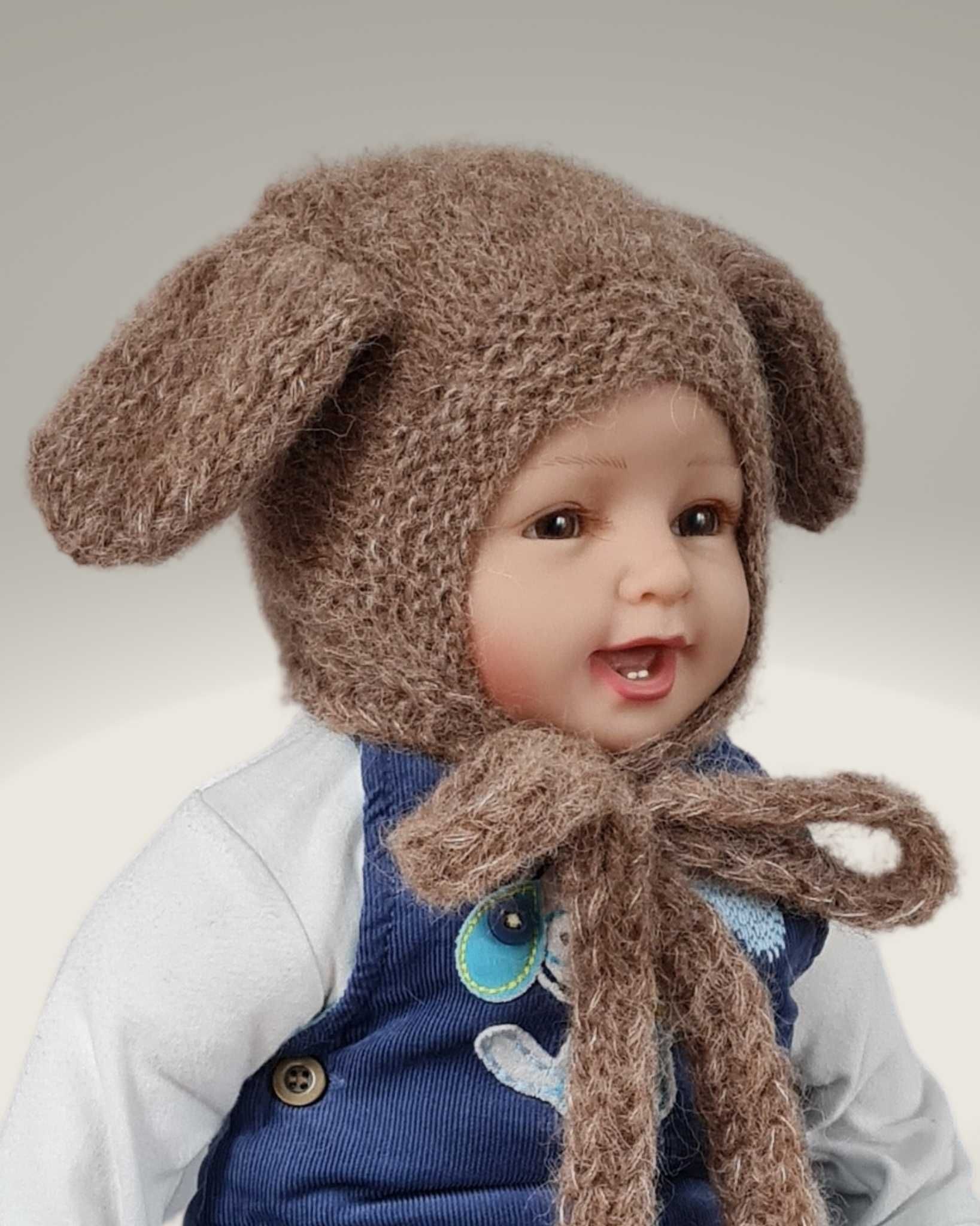 Czapka rązowy piesek 46/48 alpaka/jedwab