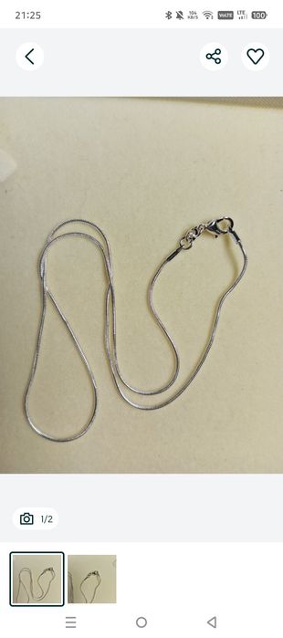 Srebrny 925 łańcuszek żyłka 40 cm