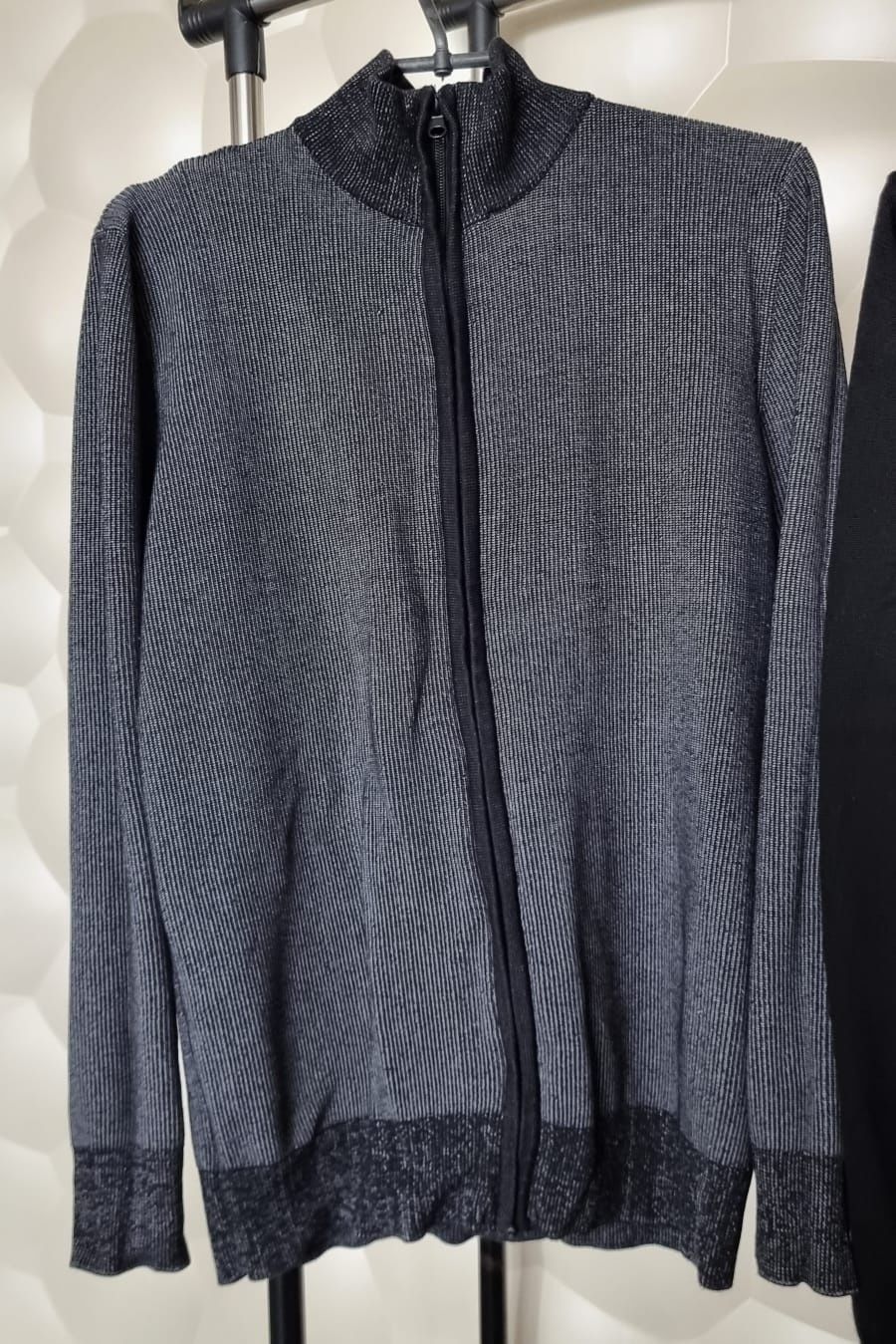 Кофта свитер мужской шерсть трикотаж синий черный серый осень L б/у