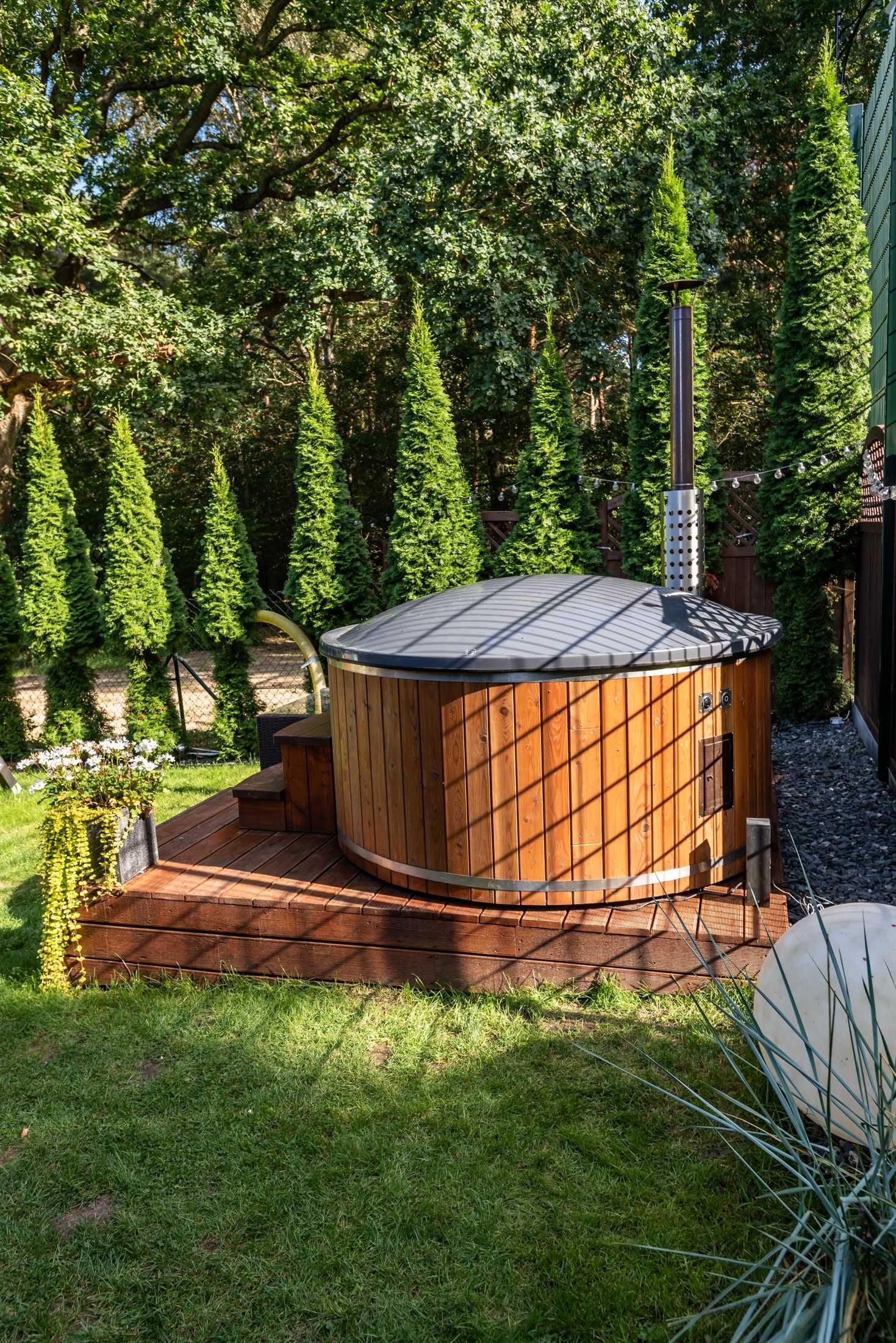 Domki z bali, pokoje gościnne Deluxe z klimatyzacją , balia z jacuzzi
