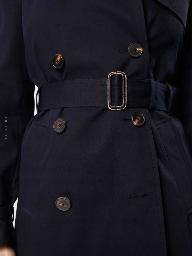 Massimo Dutti Płaszcz TRENCZ granatowy  XS