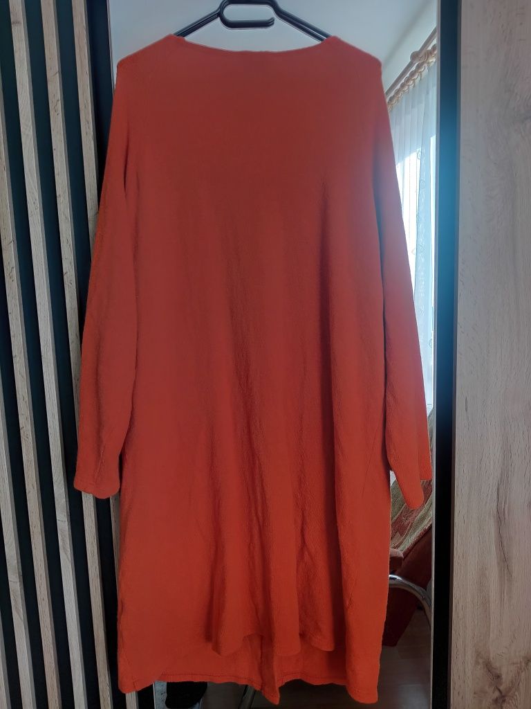 Długi kardigan wełniany zapinany ciepły narzuta sweter plus size 2xl