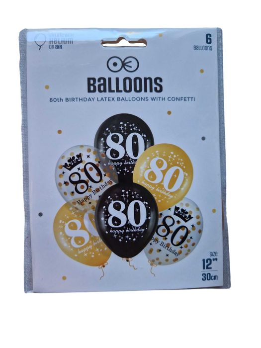 Balony na 80-te urodziny 6 sztuk