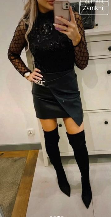 Reserved czarne imprezowe body S