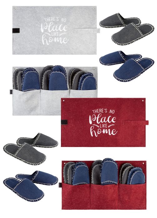 Набор гостевых тапочек в стильном чехле для хранения.