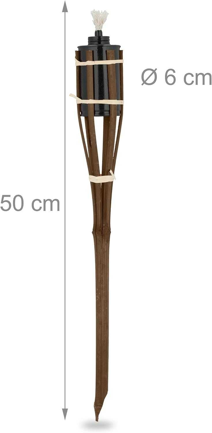 2R87 -40% bambusowe pochodnie ogrodowe zestaw 10 szt olejowe 50cm