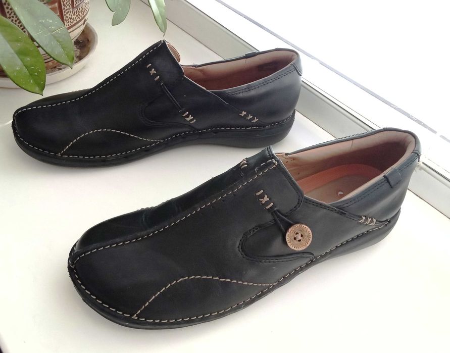 Clarks - кожаные, ортопедические туфли, мокасины, р. 41 - 27 см