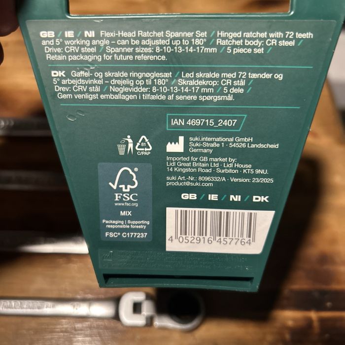 Набір ключів Parkside комбінованих з тріскачкою 8 - 17 мм 5 шт+шарнір