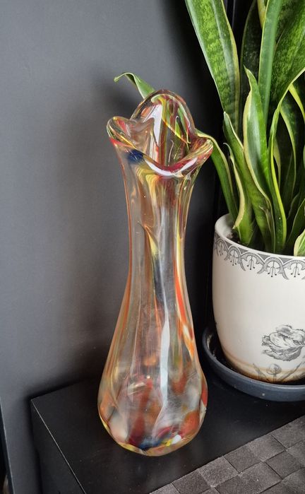 Ząbkowice wazon sękacz - kolorowe szkło- PRL